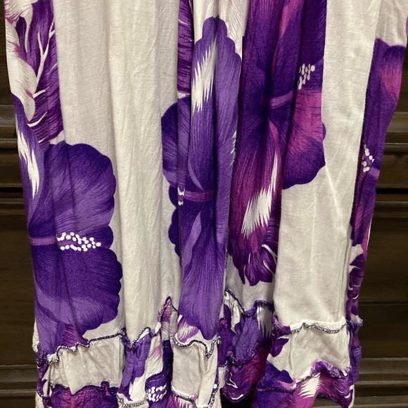 Purple and white sundress, Flowy, Boho, hippie, ruffles, elastic straps & bodice - Picture 11 of 12